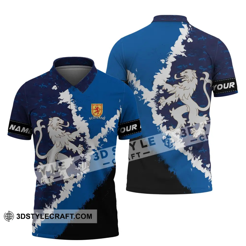 Unisex Shirt - Custom Name T-Shirt Scotland Lion Polo / S T-Shirt