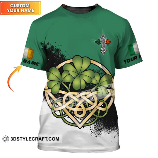 Unisex Shirt - Custom Name T-Shirt - ST. Patrick's Day Clothing, 4-Leaf Clover style option 1