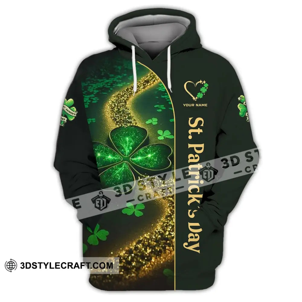 Unisex Shirt - Custom Name T-Shirt St. Patrick’s Day Clothing Heart With 4-Leaf Clover Hoodie / S