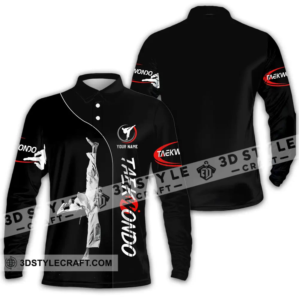 Unisex Shirt - Custom Name Taekwondo Long Sleeve Polo / S T-Shirt