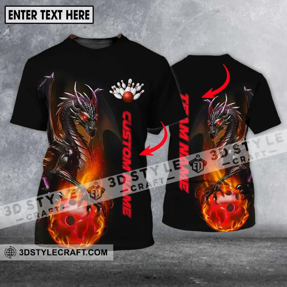 Unisex Shirt - Custom Name Team Bowling Dragon Fire Ball T-Shirt / S T-Shirt