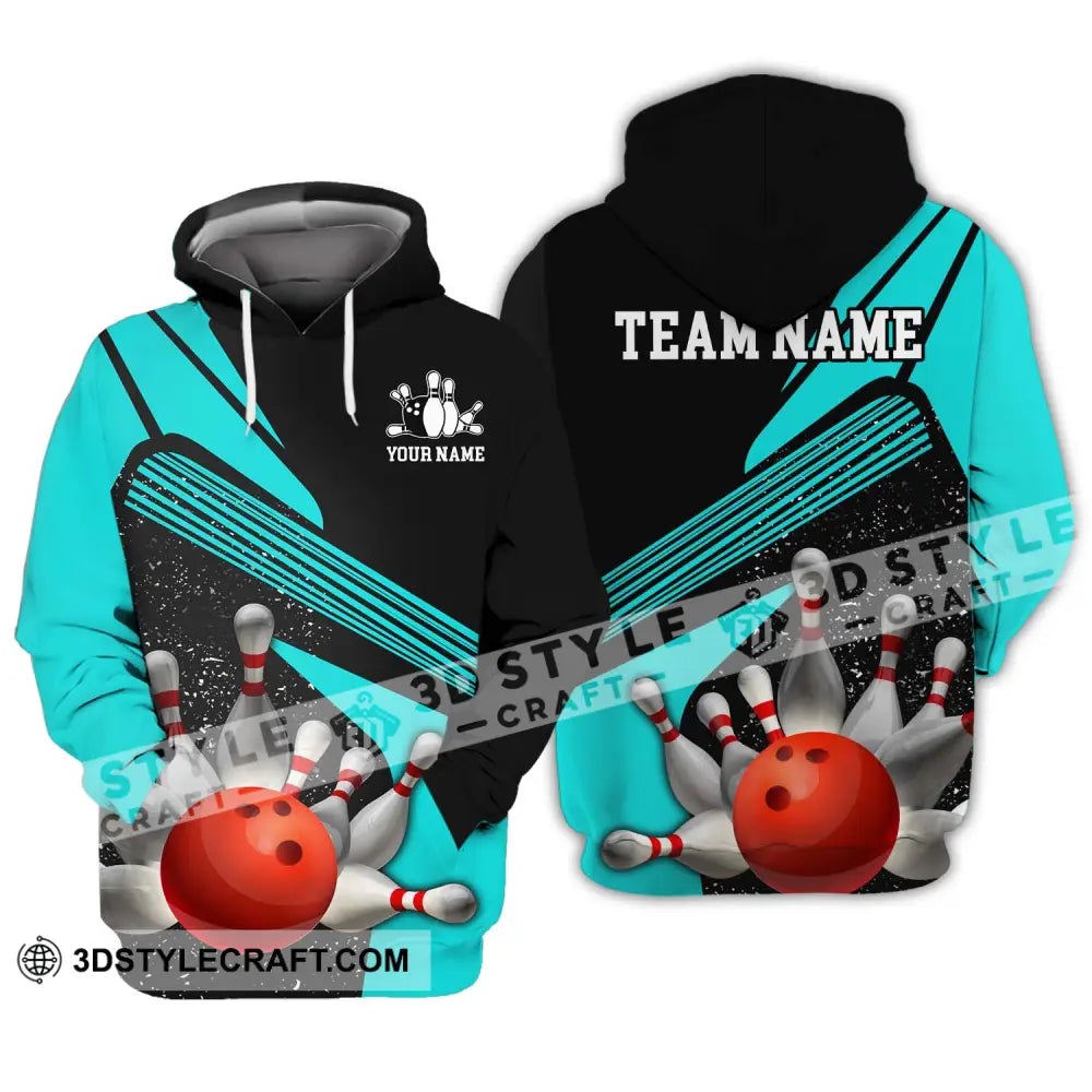 Unisex Shirt - Custom Name Team Cyan Bowling Hoodie / S T-Shirt