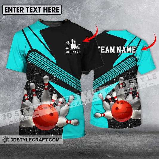 Unisex Shirt - Custom Name Team Cyan Bowling T-Shirt