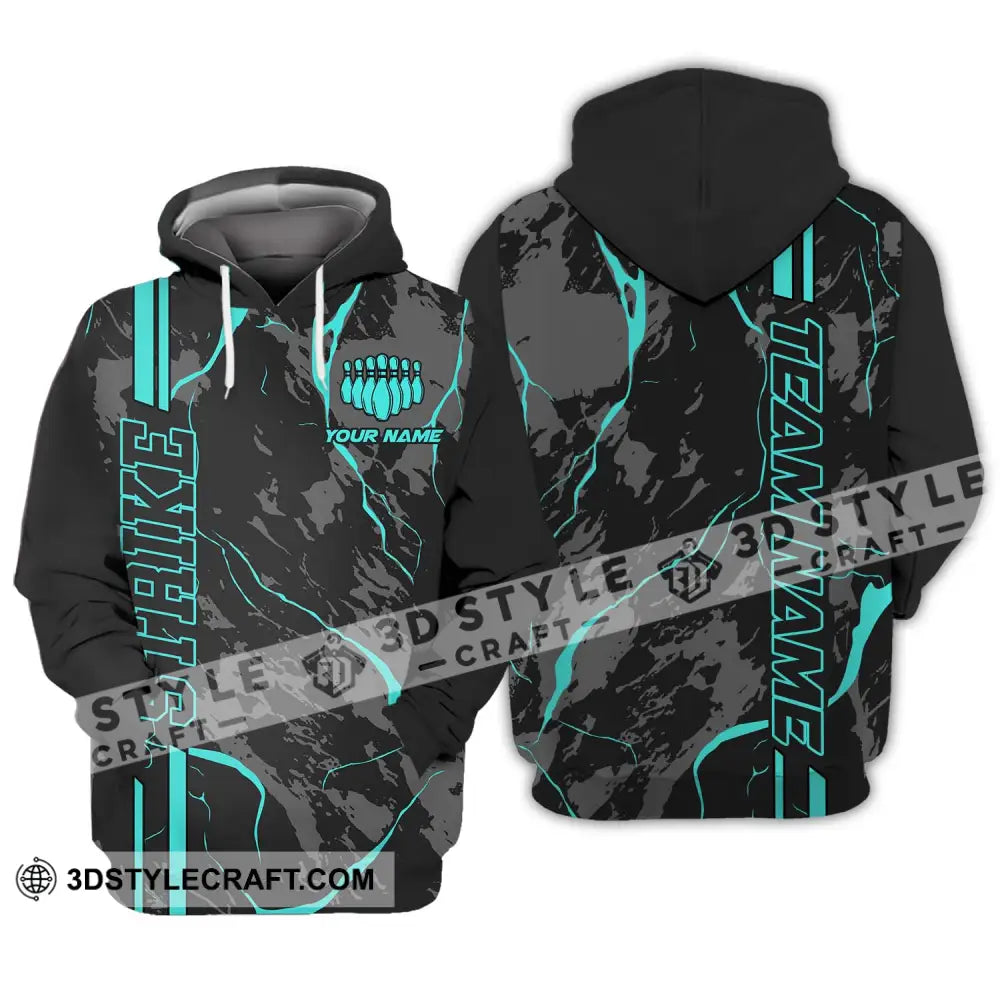 Unisex Shirt - Custom Name Team Cyan Strike Bowling Hoodie / S T-Shirt