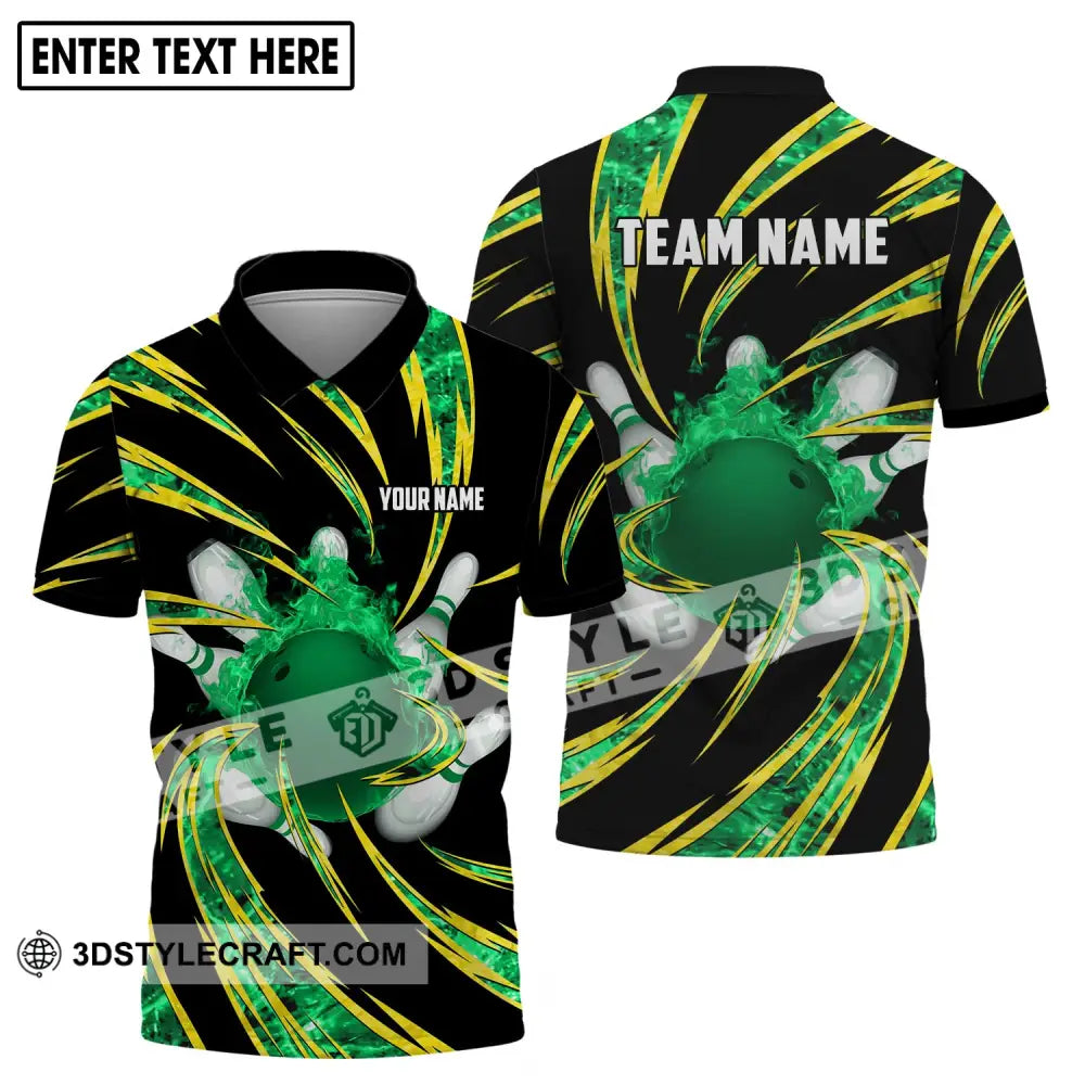 Unisex Shirt - Custom Name Team Emerald Bowling Polo / S T-Shirt