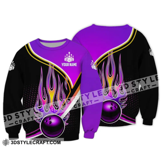 Unisex Shirt - Custom Name Shirt - Team Name Shirt, Purple Bowling Ball Fire style option 4