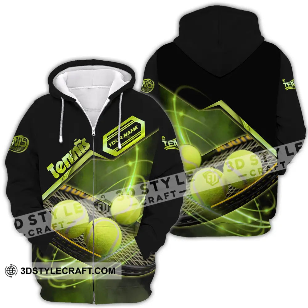 Unisex Shirt - Custom Name Tennis Ball Color Player Zipper Hoodie / S T-Shirt