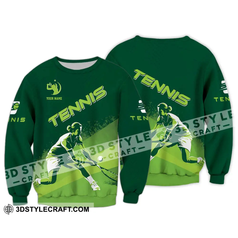 Unisex Shirt - Custom Name Tennis For Player Green Long Sleeve / S T-Shirt