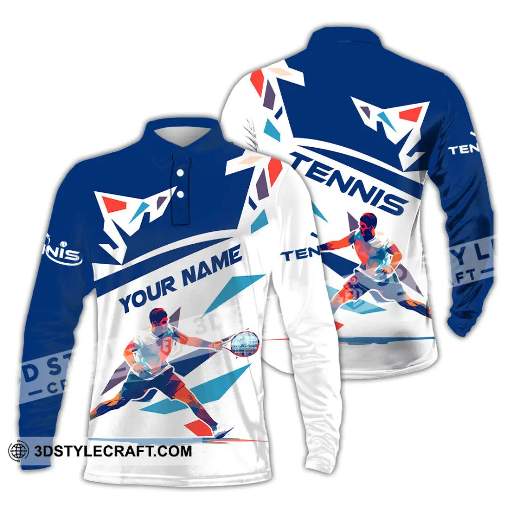 Unisex Shirt - Custom Name Tennis For Player Long Sleeve Polo / S T-Shirt