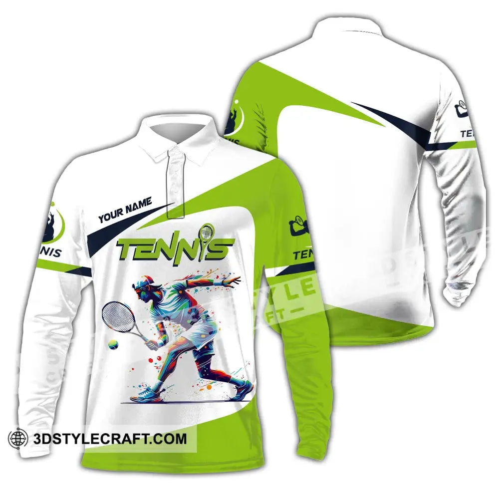 Unisex Shirt Custom Name Tennis Player T-Shirt For Lover Team Uniform Long Sleeve Polo / S T-Shirt