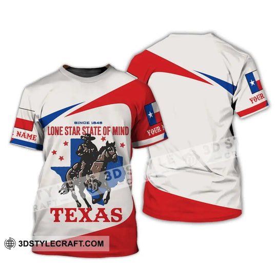 Unisex Shirt, Custom Name Texas T-Shirt, Texas 1845, Lone Star State of Mind, Texas Shirt style option 2