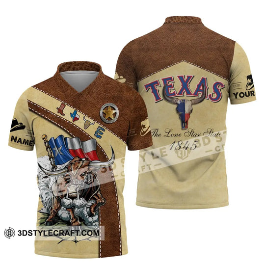 Unisex Shirt, Custom Name Texas T-Shirt, The Lone Star State 1845, Texas Shirt style option 4