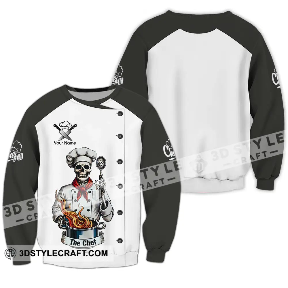 Unisex Shirt - Custom Name The Skull Chef Long Sleeve / S T-Shirt