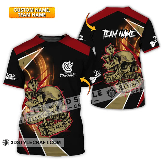 Unisex Shirt - Custom Name The Skull Darts Sport Shirt, In Darts We Trust style option 1