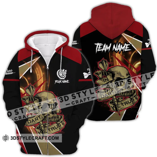 Unisex Shirt - Custom Name The Skull Darts Sport Shirt, In Darts We Trust style option 4