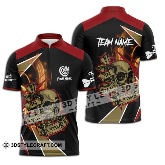 Unisex Shirt - Custom Name The Skull Darts Sport Shirt, In Darts We Trust style option 2