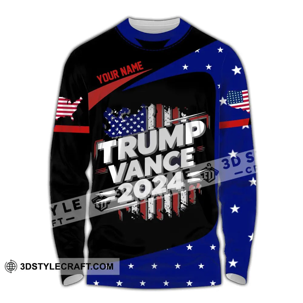 Unisex Shirt Custom Name Trump Vance 2024 For President T-Shirt Long Sleeve / S T-Shirt