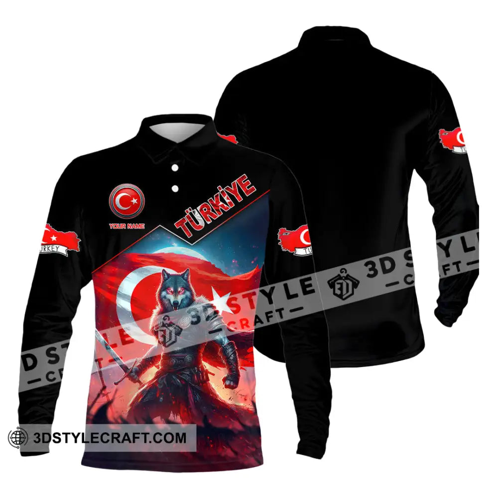 Unisex Shirt Custom Name Türkiye Turkiye Lover Polo Long Sleeve / S T-Shirt