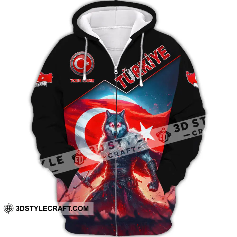 Unisex Shirt Custom Name Türkiye Turkiye Lover Polo Long Sleeve Zipper Hoodie / S T-Shirt