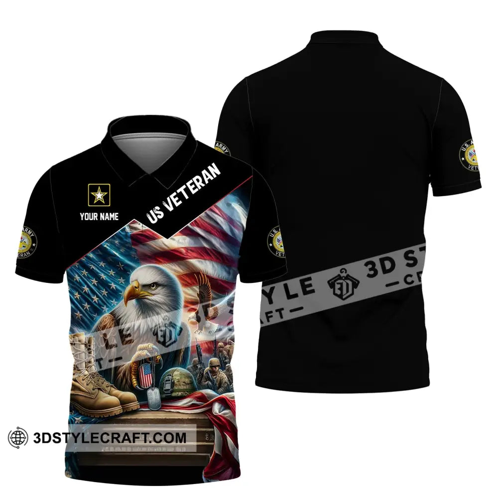 Unisex Shirt - Custom Name Us Veteran Polo / S T-Shirt