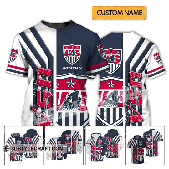 Unisex Shirt - Custom Name Shirt - USA Three Stars style option 2