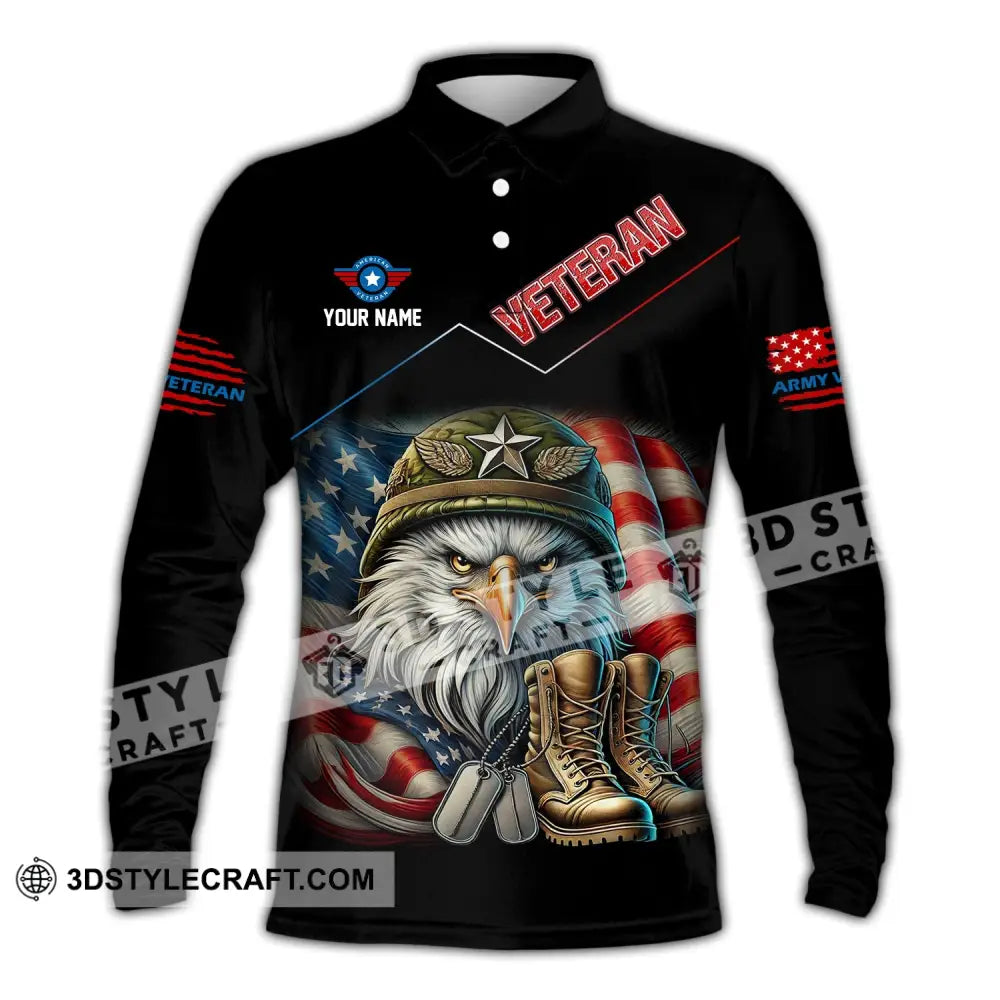 Unisex Shirt Custom Name Veteran Memorial Long Sleeve Polo / S T-Shirt