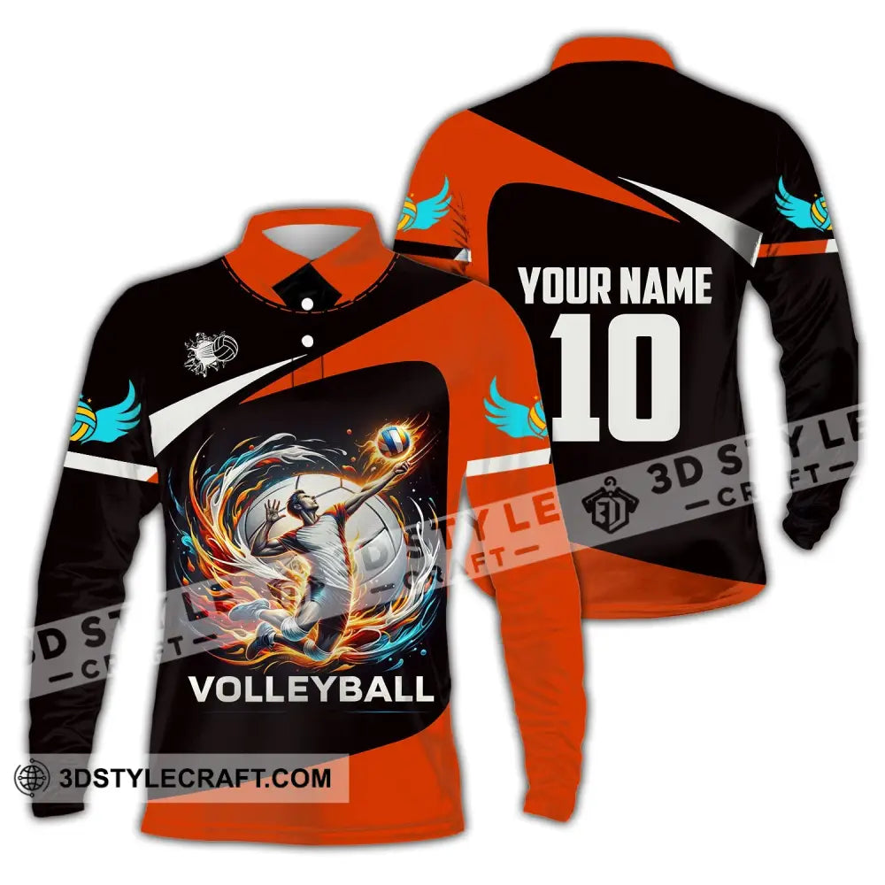 Unisex Shirt Custom Name Volleyball T-Shirt For Club Gift Players Long Sleeve Polo / S T-Shirt