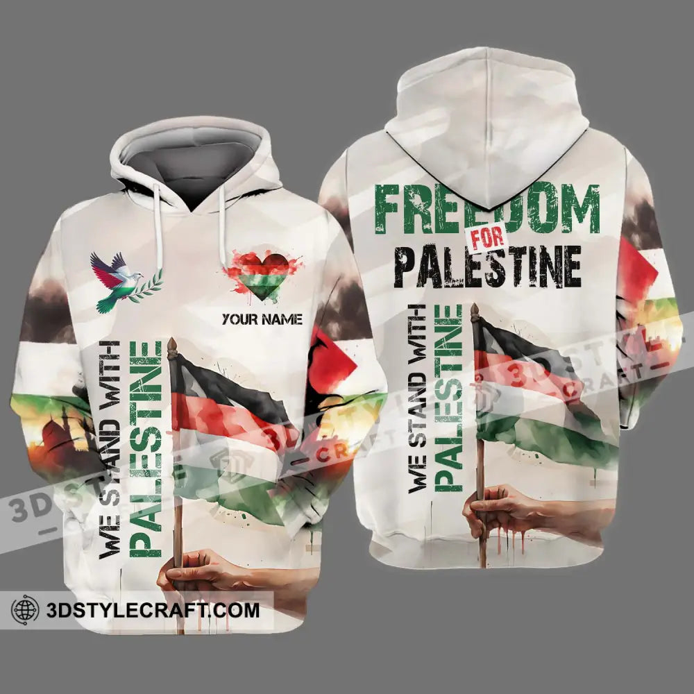 Unisex Shirt - Custom Name We Stand With Palestine Hoodie / S T-Shirt