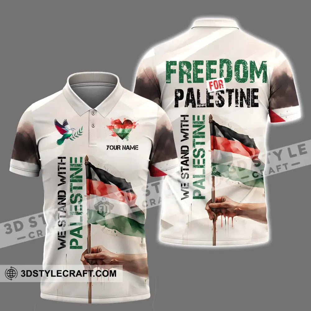 Unisex Shirt - Custom Name We Stand With Palestine Polo / S T-Shirt