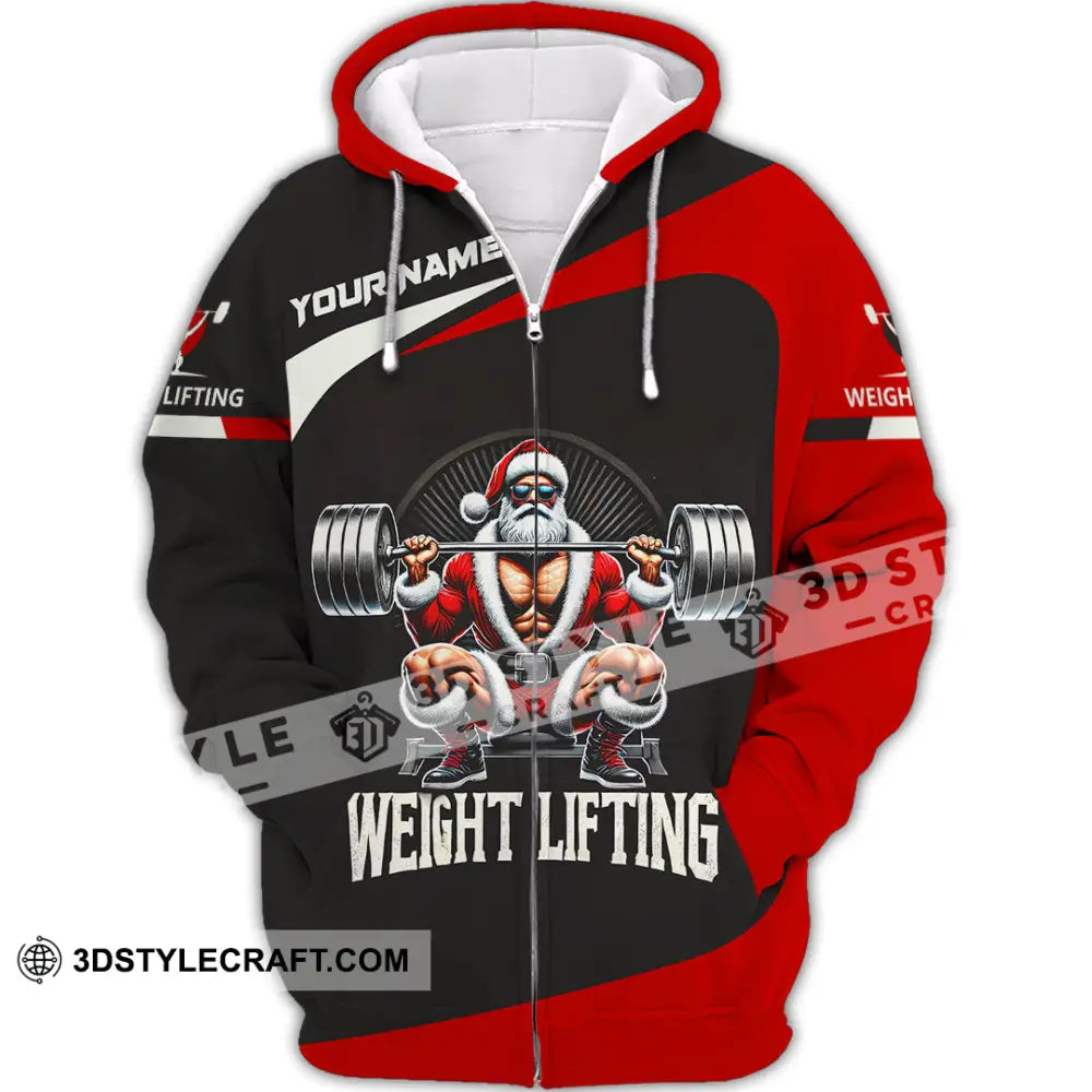 Unisex Shirt Custom Name Weight Lifting Gym Lover Christmas Gift Zipper Hoodie / S T-Shirt