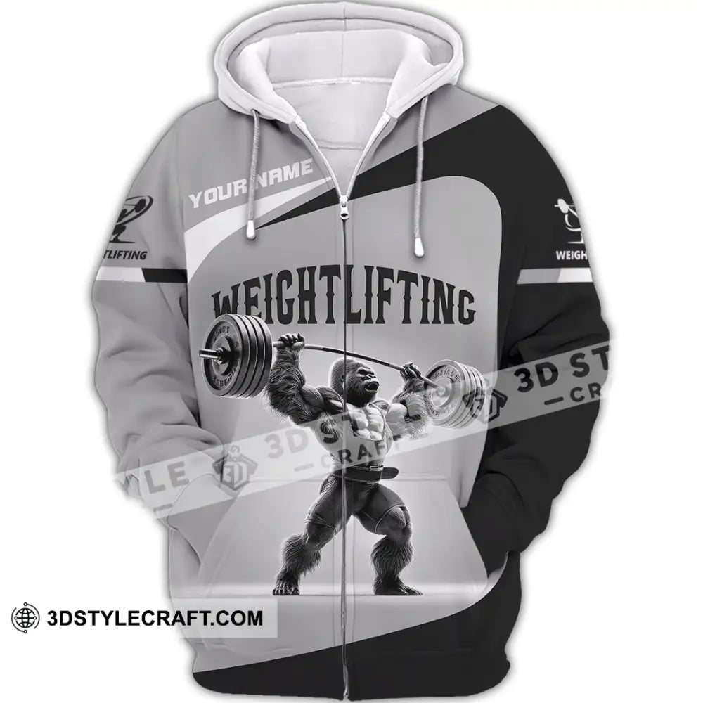 Unisex Shirt Custom Name Weight Lifting Polo Long Sleeve Gift Zipper Hoodie / S T-Shirt