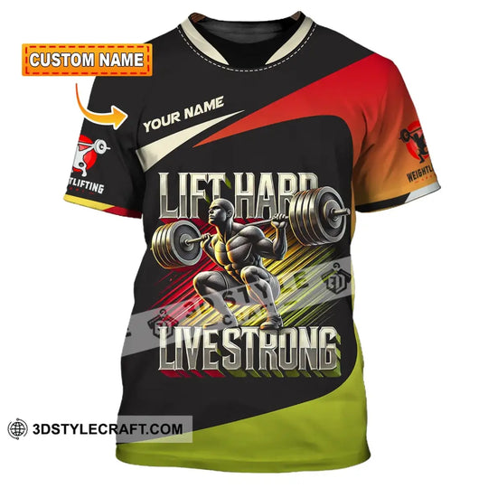 Unisex Shirt, Custom Name Weight Lifting Shirt, Work Out Long Sleeve, Weight Lifting T-Shirt style option 1