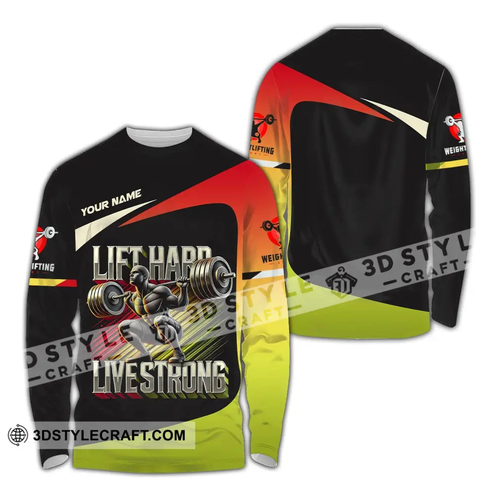 Unisex Shirt Custom Name Weight Lifting Work Out Long Sleeve T-Shirt / S T-Shirt