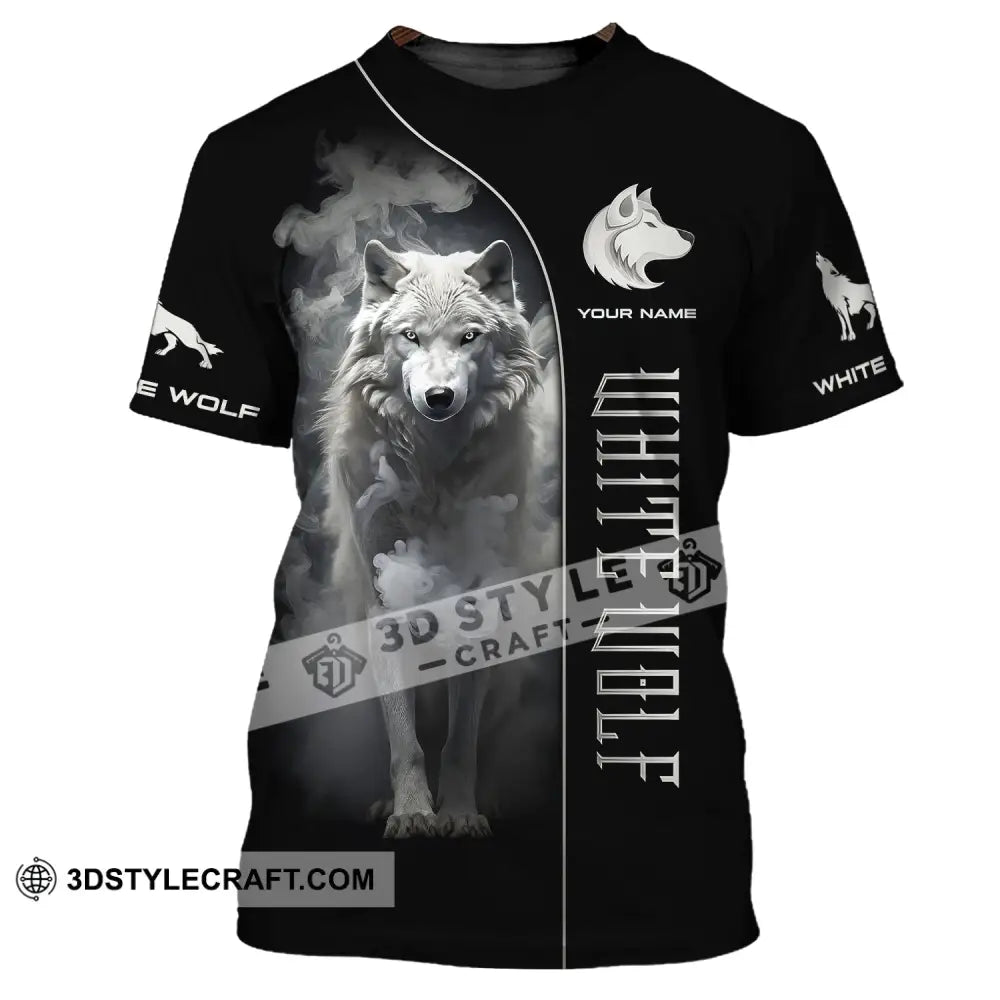 Unisex Shirt Custom Name White Wolf T-Shirt For Lovers / S