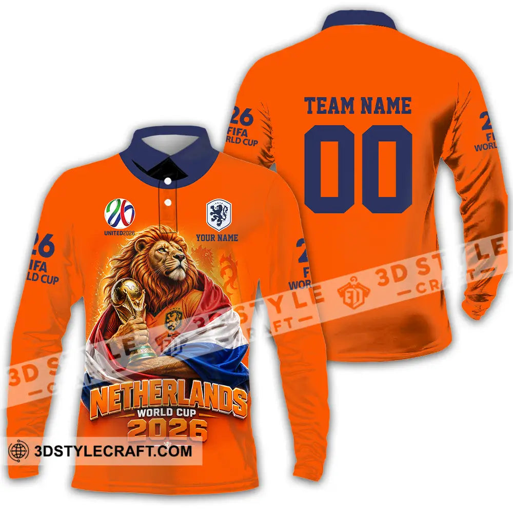 Unisex Shirt - Custom Netherlands World Cup 2026 3D Shirt - Long Sleeve Polo / S - T-shirt