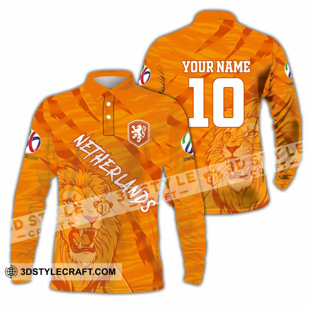 Unisex Shirt - Custom Netherlands 3D Shirt Long Sleeve Polo / S T-shirt