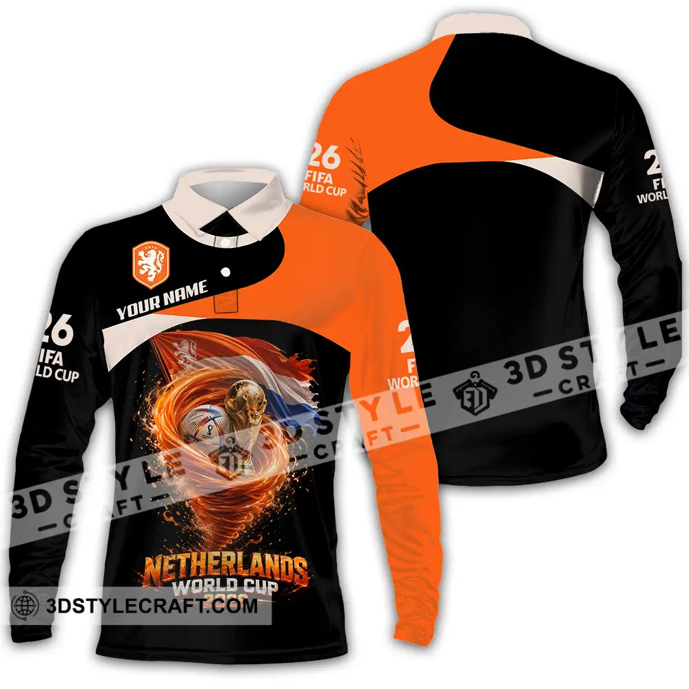 Unisex Shirt - Custom Netherlands World Cup 2026 3D Shirt - Long Sleeve Polo / S - T-shirt