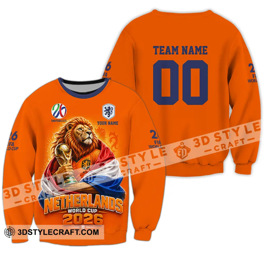 Unisex Shirt - Custom Netherlands World Cup 2026 3D Shirt - Long Sleeve / S - T-shirt