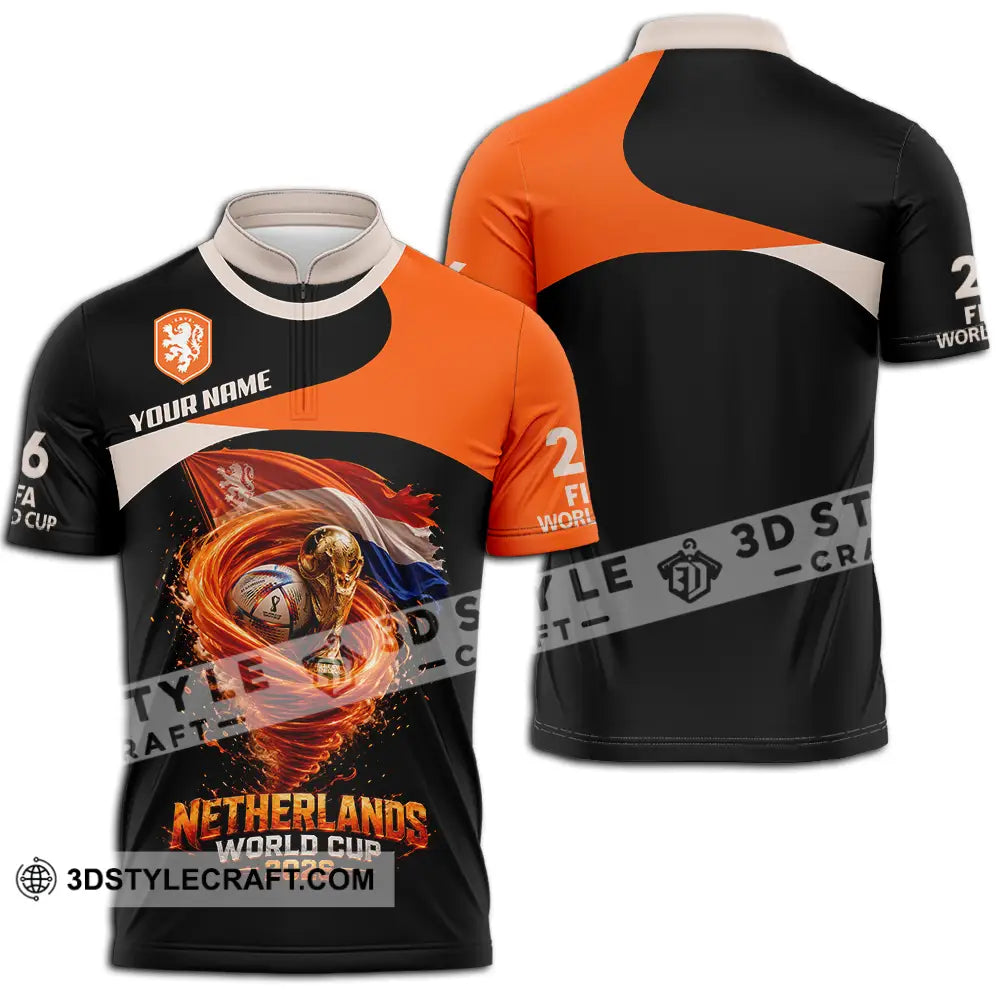 Unisex Shirt - Custom Netherlands World Cup 2026 3D Shirt - Zipper Polo Shirt / S - T-shirt