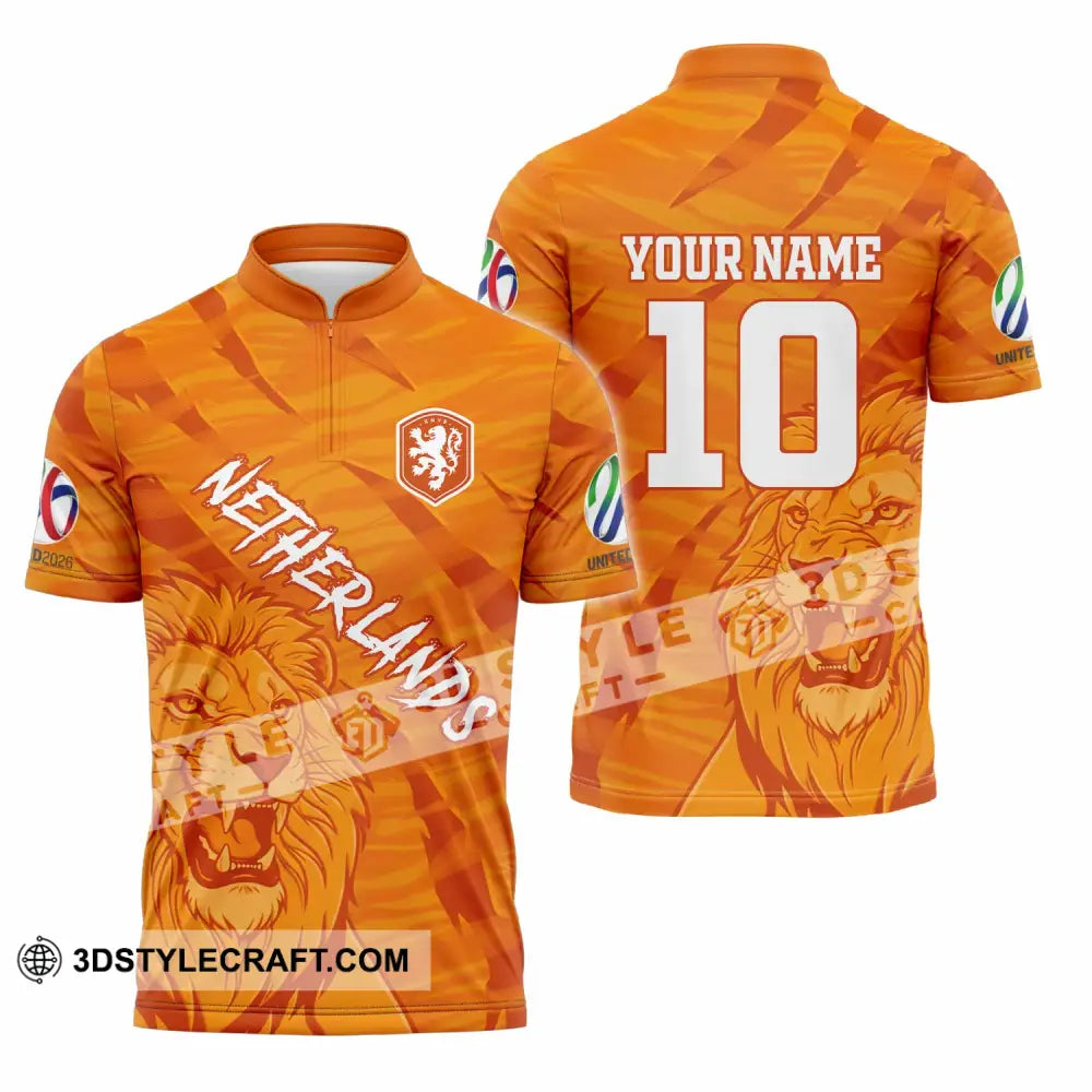 Unisex Shirt - Custom Netherlands 3D Shirt Zipper Polo Shirt / S T-shirt