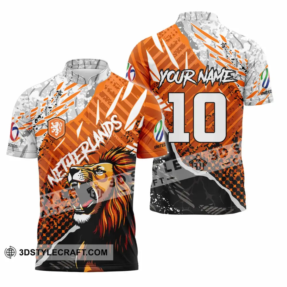 Unisex Shirt - Custom Netherlands 3D Shirt Zipper Polo Shirt / S T-shirt