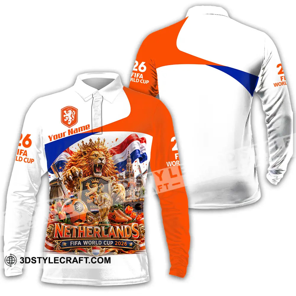 Unisex Shirt - Custom Netherlands World Cup 2026 Shirt - Long Sleeve Polo / S - T-shirt
