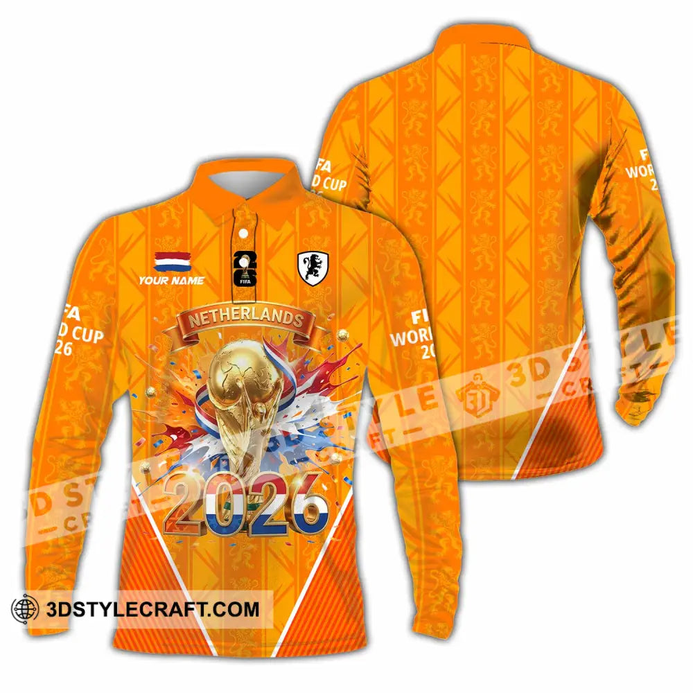 Unisex Shirt - Custom Netherlands World Cup 2026 3D Shirt Long Sleeve Polo / S T-shirt