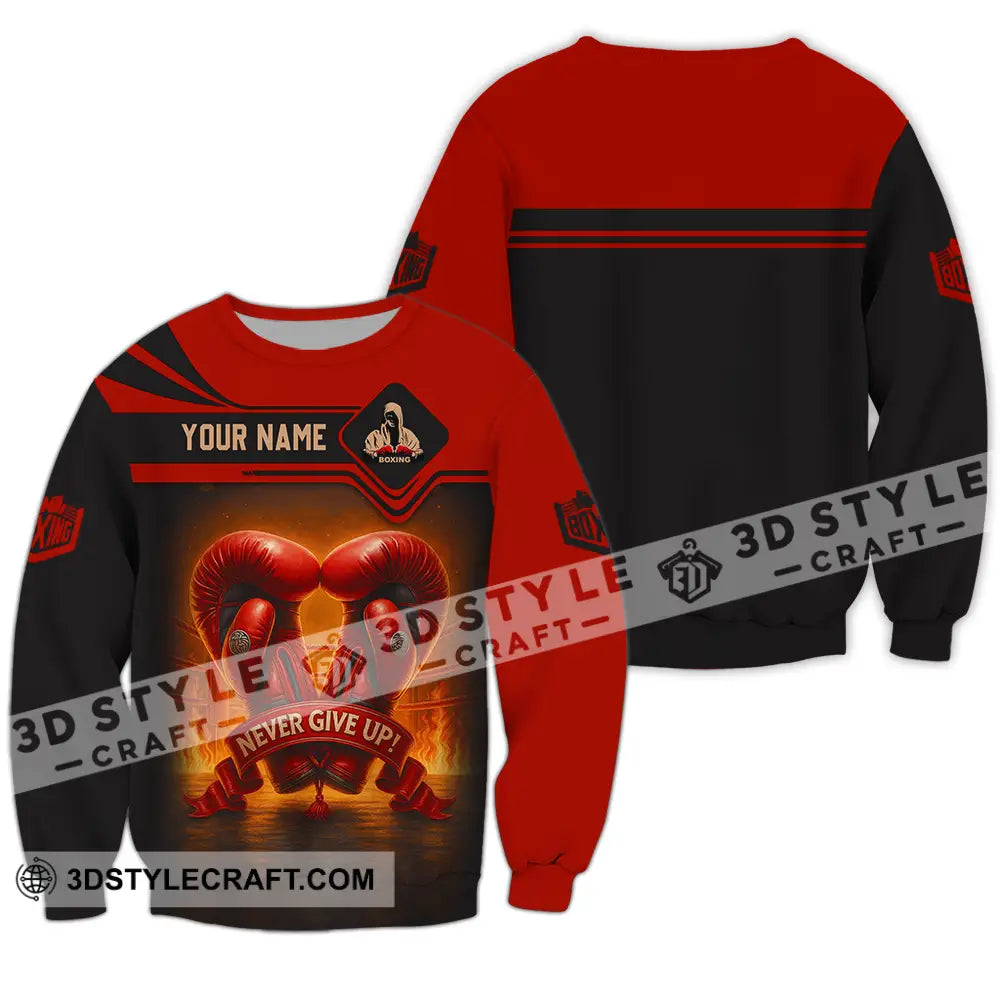 Unisex Shirt - Custom Never Give Up Boxing Shirt Long Sleeve / S T-shirt