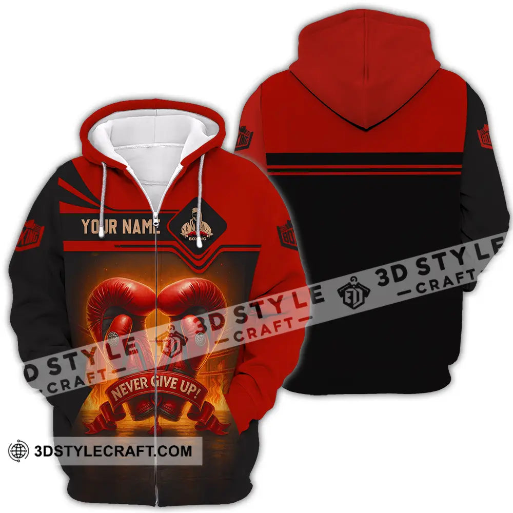 Unisex Shirt - Custom Never Give Up Boxing Shirt Zipper Hoodie / S T-shirt