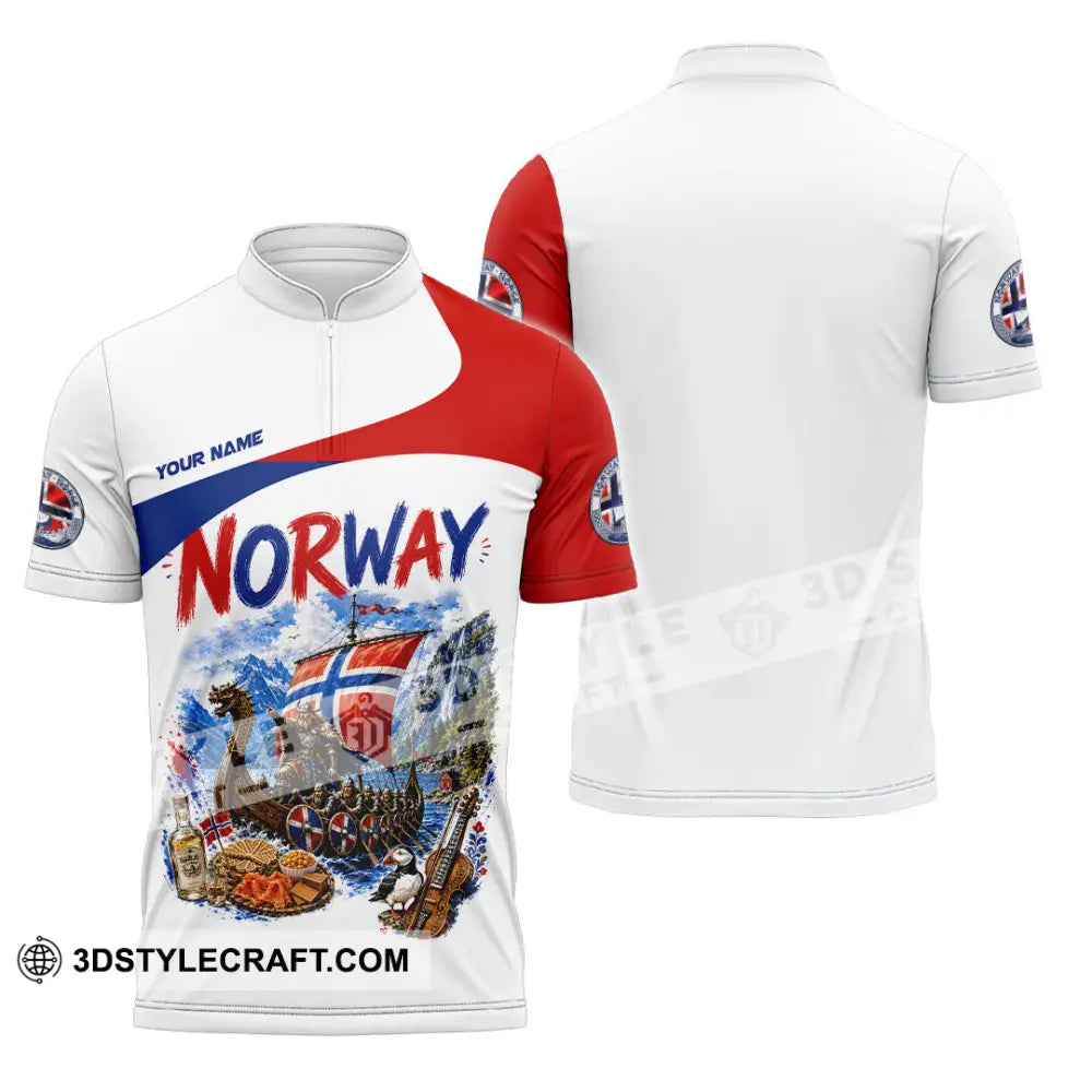 Unisex Shirt - Custom Norway Shirt - Zipper Polo Shirt / S - T-shirt