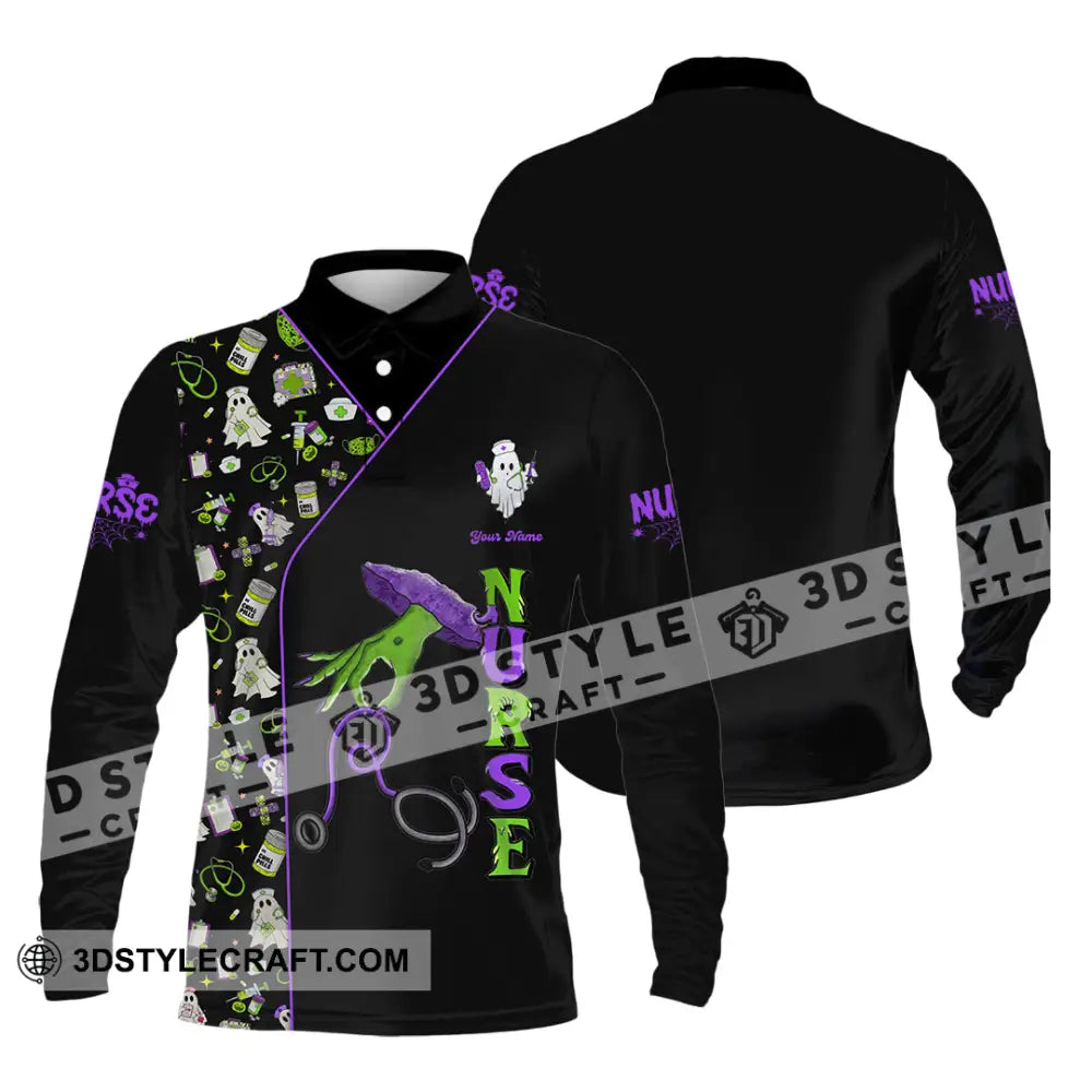 Unisex Shirt - Custom Nurse Halloween Shirt Long Sleeve Polo / S T-shirt
