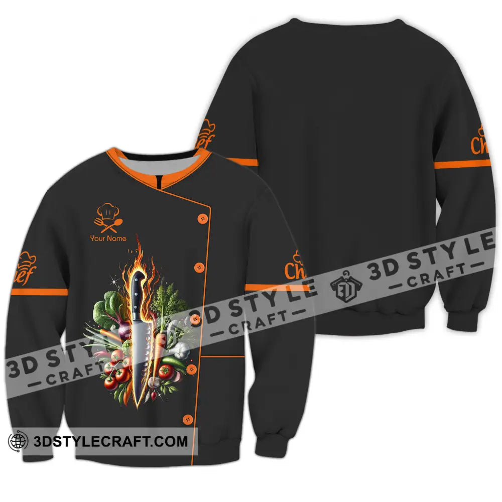 Unisex Shirt - Custom Orange Name Chef Long Sleeve / S T-Shirt