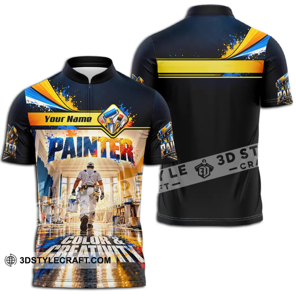 Unisex Shirt - Custom Painter Shirt - Zipper Polo Shirt / S - T-shirt