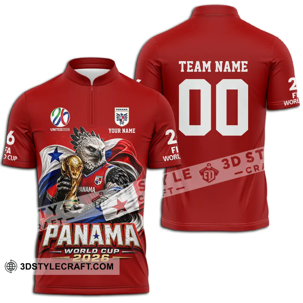 Unisex Shirt - Custom Panama World Cup 2026 3D Shirt - Zipper Polo Shirt / S - T-shirt